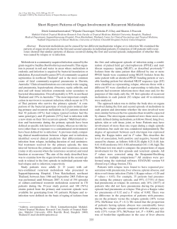 Short Report: Patterns of Organ Involvement in Recurrent Melioidosis