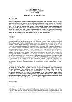 CZECH REPUBLIC CONSTITUTIONAL COURT JUDGMENT IN THE