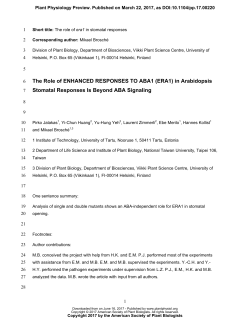 (ERA1) in Arabidopsis Stomatal Responses Is