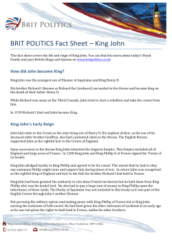 BRIT POLITICS Fact Sheet &ndash; King John