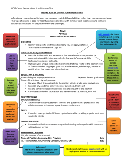 Functional Resume Tips - UOIT Student Experience Centre