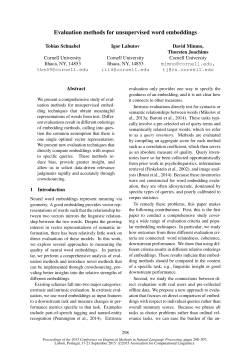 Evaluation methods for unsupervised word embeddings