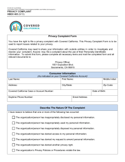 Privacy Complaint Form Consumer Information Describe The Nature