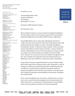 letter - Human Rights Watch