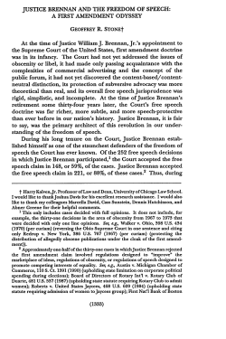Justice Brennan and the Freedom of Speech: A First Amendment