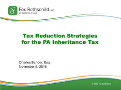 Tax Reduction Strategies for the PA Inheritance Tax