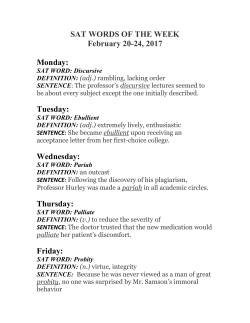 SAT WORDS OF THE WEEK February 20