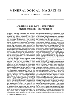MINERALOGICAL MAGAZINE Diagenesis and Low
