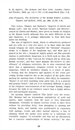 R. M. Ogilvie, The Romans and their Gods. London, Chatto and
