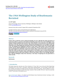 The 1964 Wellington Study of Beatlemania Revisited