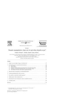 Parasitic manipulation: where are we and where should we go?