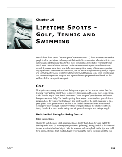 LIFETIME SPORTS - GOLF, TENNIS AND SWIMMING