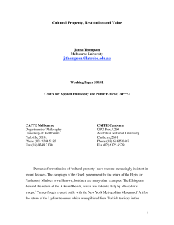 Cultural Property, Restitution and Value