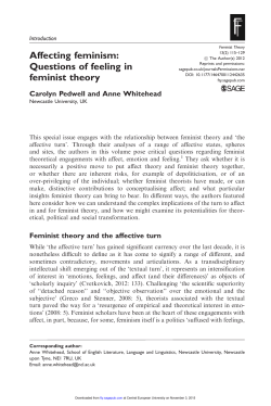 Affecting feminism: Questions of feeling in feminist theory