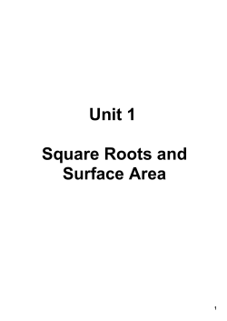 Unit 1 Square Roots and Surface Area