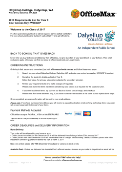 Student Requirements Year 8 2017