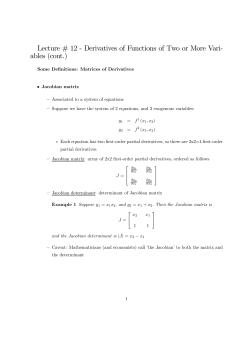 Lecture # 12 - Derivatives of Functions of Two or More Vari