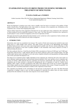 Evaporation Rates on Brine Produced during Membrane Treatment