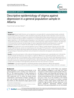 Descriptive epidemiology of stigma against depression in a general