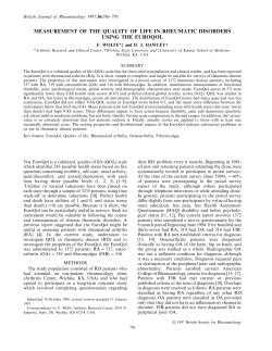 Measurement of the quality of life in rheumatic disorders using the