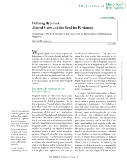 Defining Hypnosis: Altered States and the Need for Parsimony