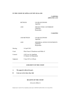 IN THE COURT OF APPEAL OF NEW ZEALAND CA499/2014 [2015