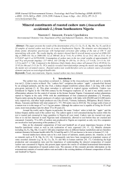 Mineral constituents of roasted cashew nuts (Anacardium