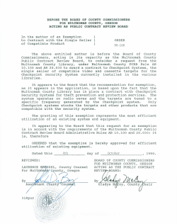 In the matter of an Exemption to Contract with the Single Seller of