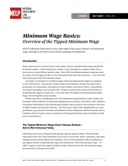 Minimum Wage Basics - Raise the Minimum Wage