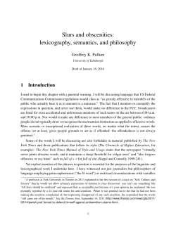 Slurs and obscenities: lexicography, semantics, and philosophy