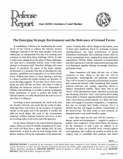 The Emerging Strategic Environment and the Relevance of Ground