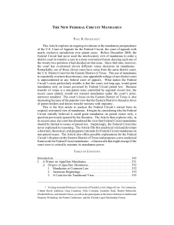 The New Federal Circuit Mandamus - Robert H. McKinney School of