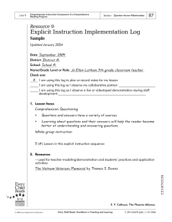 QAR Grade 3 Sequence Lesson 3