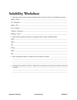 Solubility Worksheet