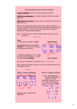 Solving Equations by Using Inverse Operations