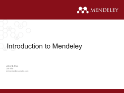 Introduction to Mendeley