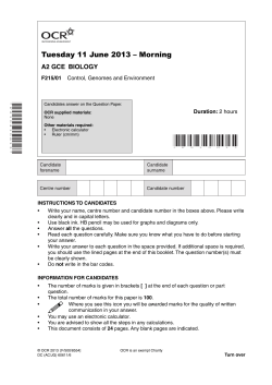 Question paper - Unit F215/01 - Control, genomes and