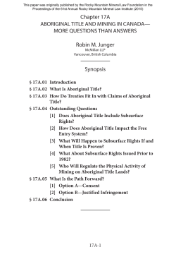 Aboriginal Title and Mining in Canada