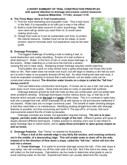 SINGLE-USE TRAILS: RATIONALE AND EROSION CONTROL