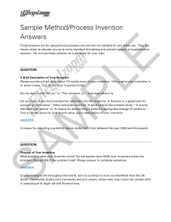 Sample Method/Process Invention Answers