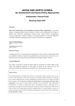 JAPAN AND NORTH KOREA: An Assessment and Some Policy