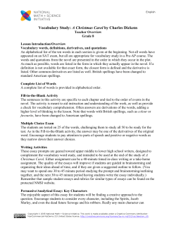 Christmas Carol Teacher Overview