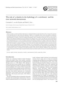 The role of a dambo in the hydrology of a catchment and the river