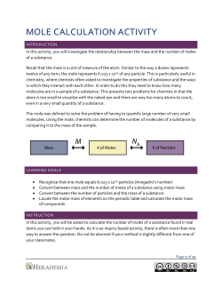 mole calculation activity