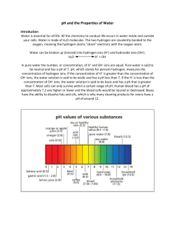 pH and the Properties of Water - Ms. Thompson`s Oceanography Site!!
