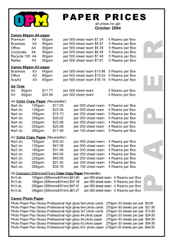 paper prices - OPM Copiers