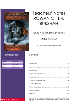 Teachers` Notes ROWAN OF THE BUKSHAH