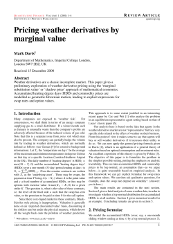 Pricing weather derivatives by marginal value
