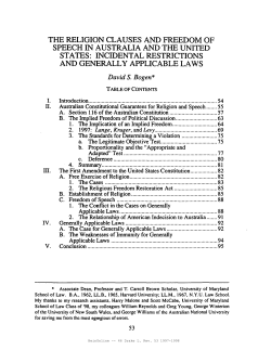 the religion clauses and freedom of speech in australia and the