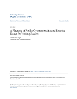 A Rhetoric of Fields: Orientationalist and Enactive Essays for Writing